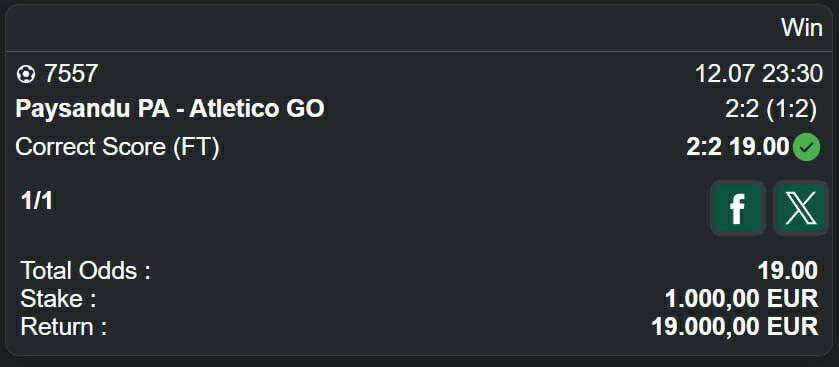 VastusFix winning bet screenshot showing successful fixed match prediction with verified results