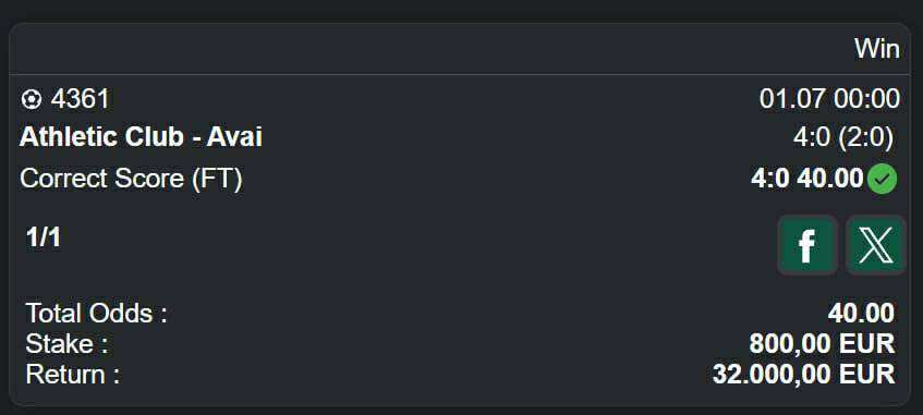 VastusFix successful sports betting prediction with high odds and verified win confirmation